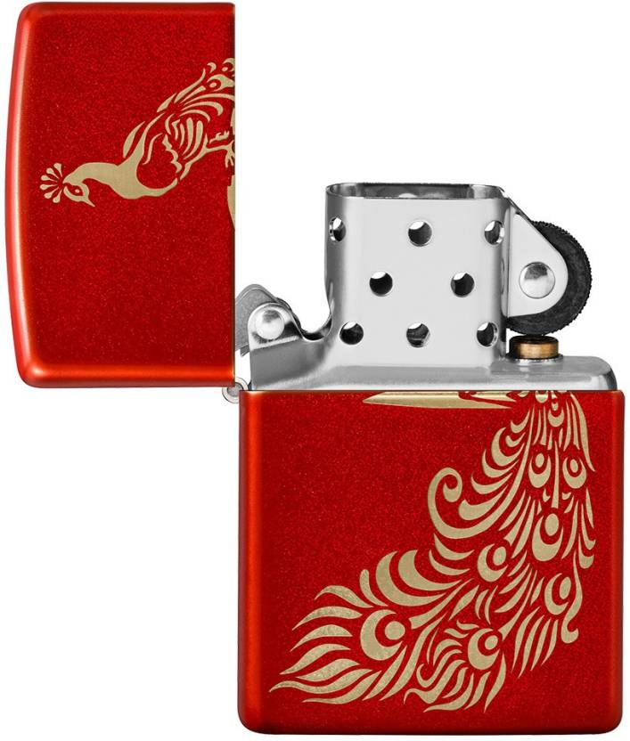 Zippo Metallic Red Peacock Design Bhawar Store